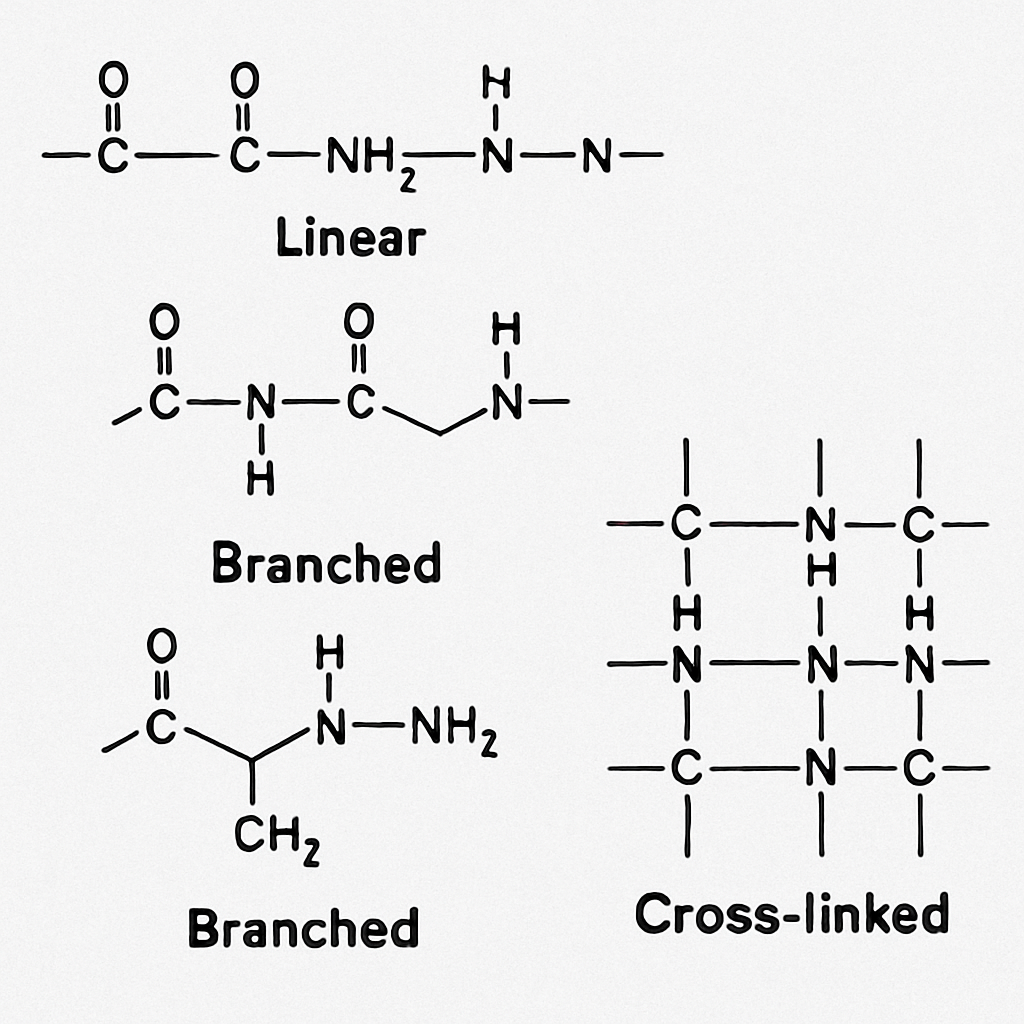 Diagram showing different types of polyacrylamide structures Diagram showing different types of polyacrylamide structures