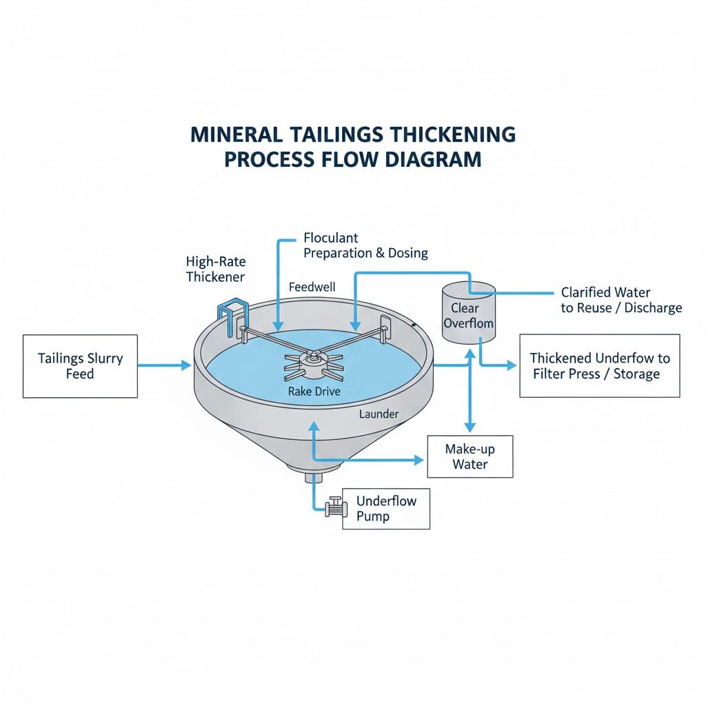 Tailings thickening process with PAM flocculant