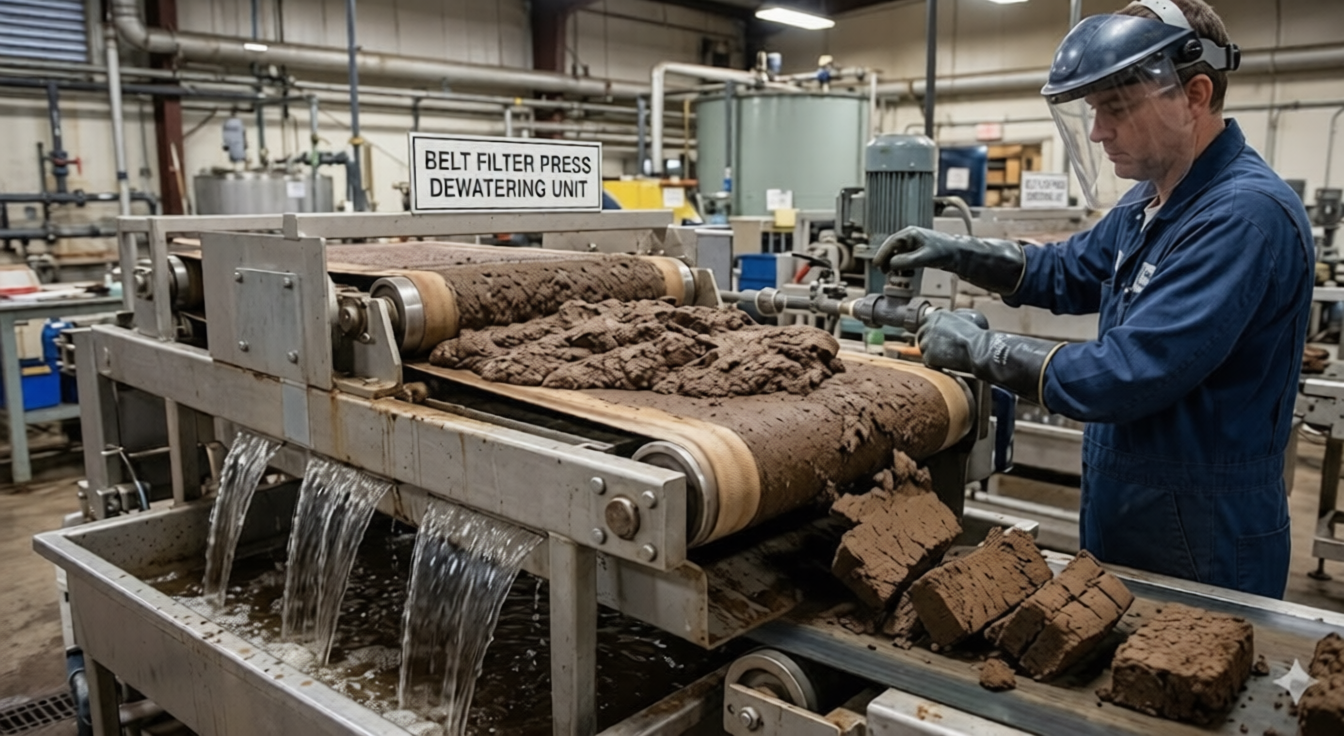 cationic PAM sludge dewatering press operation cationic PAM sludge dewatering press operation