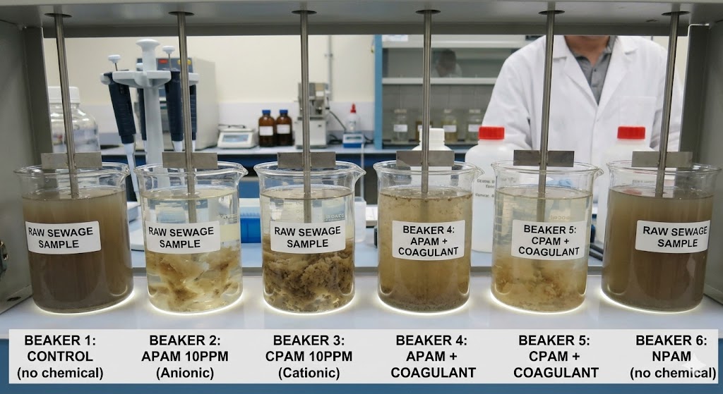 jar test comparing anionic and cationic PAM jar test comparing anionic and cationic PAM