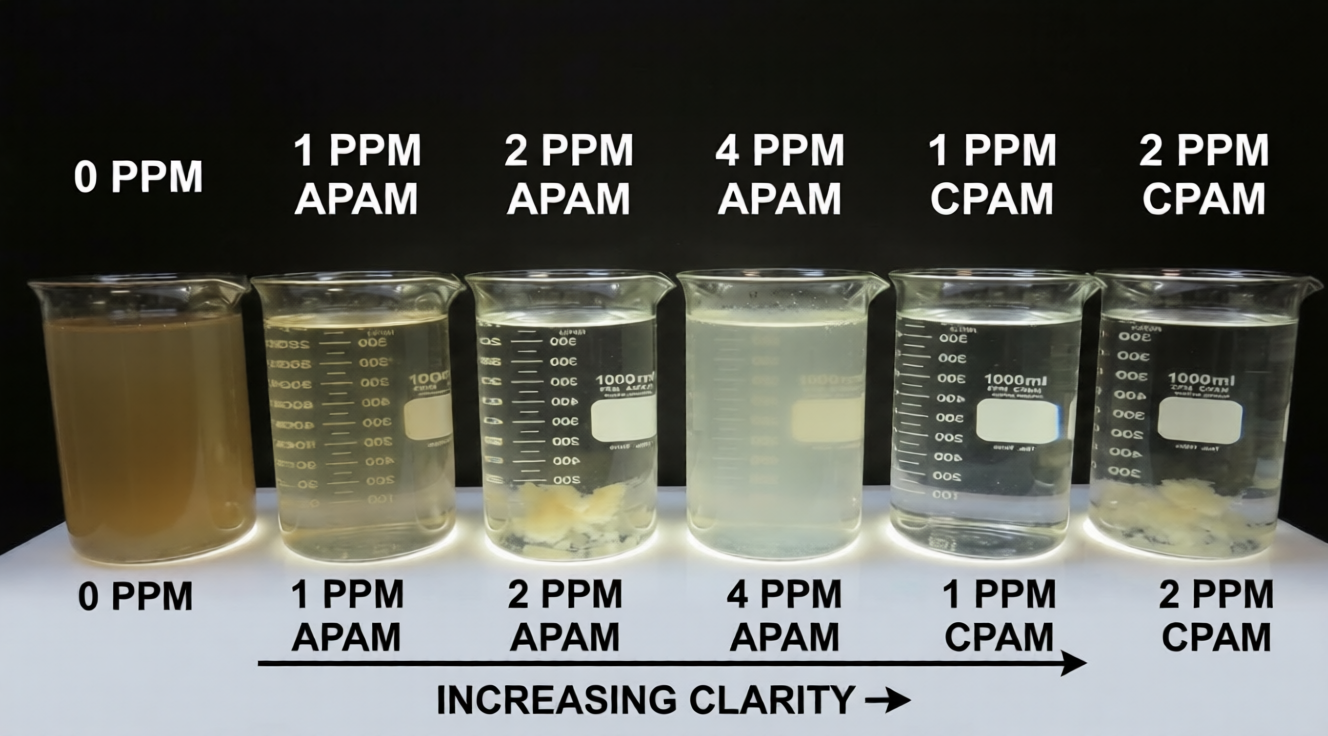jar test final results showing different turbidity levels